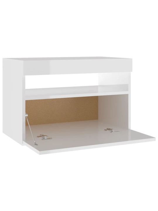 Noční stolky s LED osvětlením 2 ks bílé vysoký lesk 60x35x40 cm