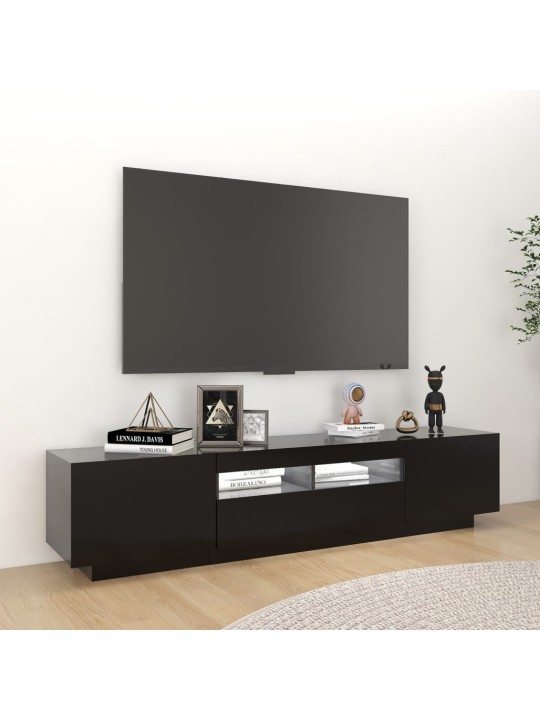 TV skříňka s LED osvětlením černá 180 x 35 x 40 cm
