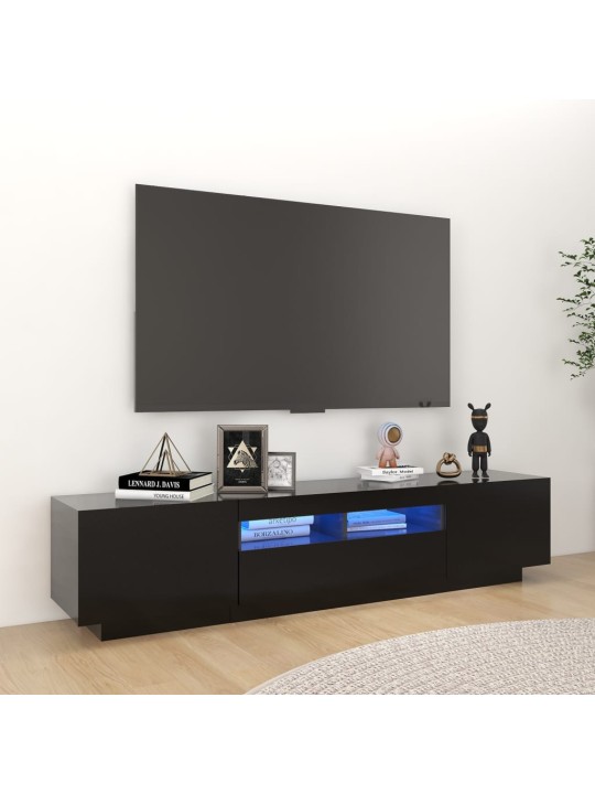 TV skříňka s LED osvětlením černá 180 x 35 x 40 cm