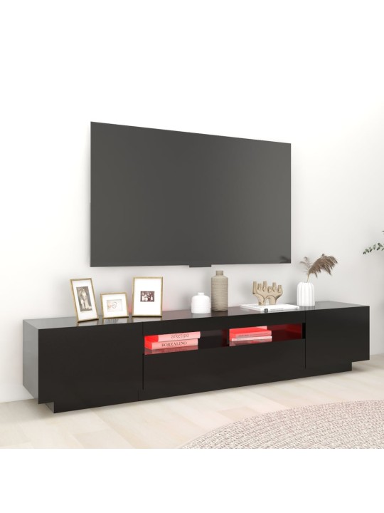 TV skříňka s LED osvětlením černá 200 x 35 x 40 cm