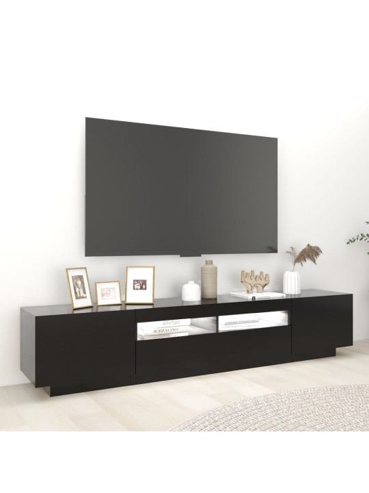TV skříňka s LED osvětlením černá 200 x 35 x 40 cm