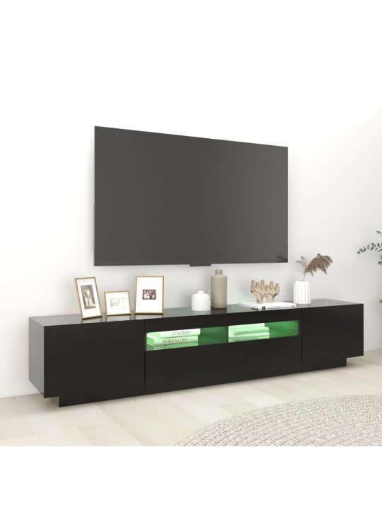 TV skříňka s LED osvětlením černá 200 x 35 x 40 cm