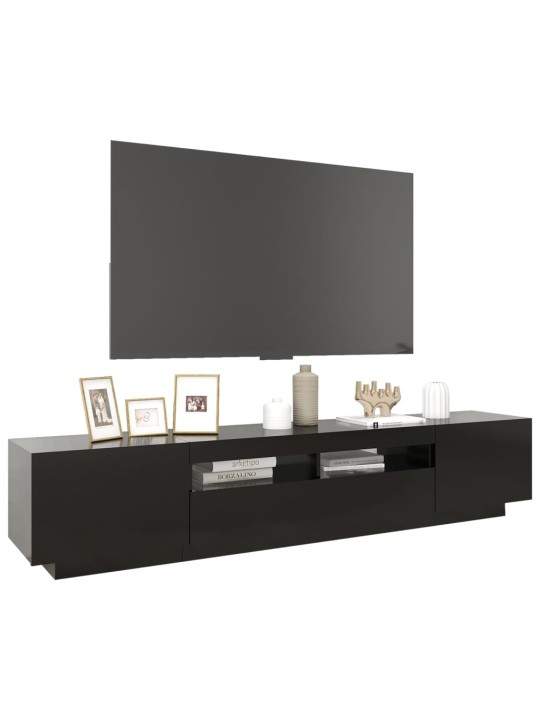 TV skříňka s LED osvětlením černá 200 x 35 x 40 cm