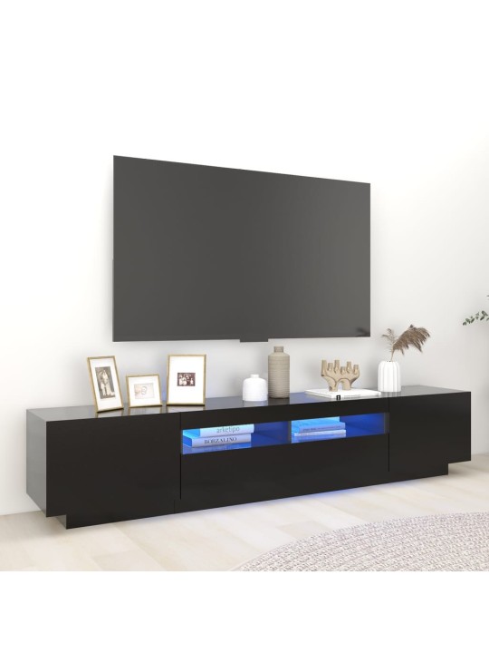 TV skříňka s LED osvětlením černá 200 x 35 x 40 cm