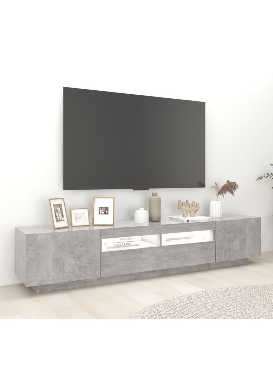 TV skříňka s LED osvětlením betonově šedá 200 x 35 x 40 cm