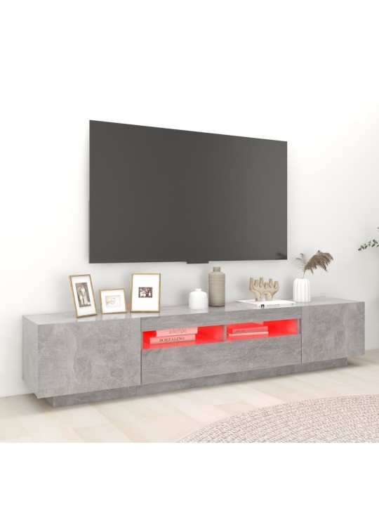 TV skříňka s LED osvětlením betonově šedá 200 x 35 x 40 cm