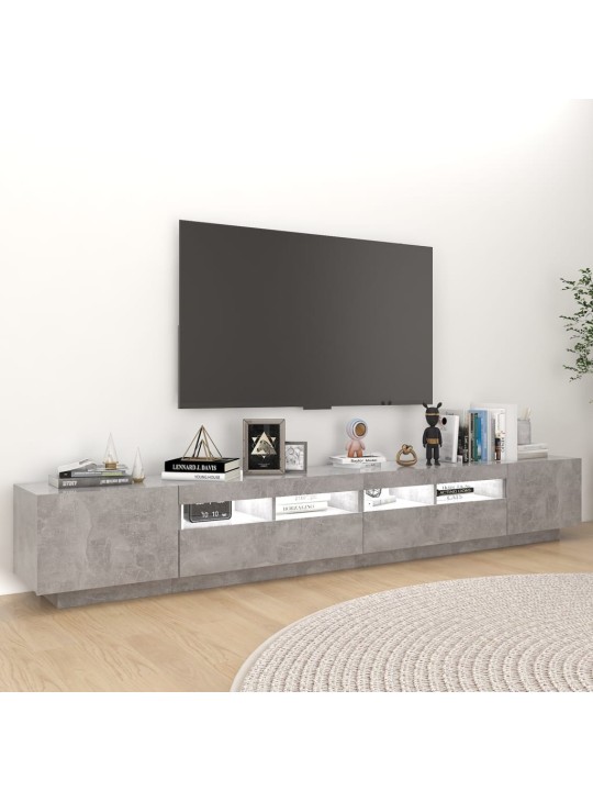 TV skříňka s LED osvětlením betonově šedá 260 x 35 x 40 cm