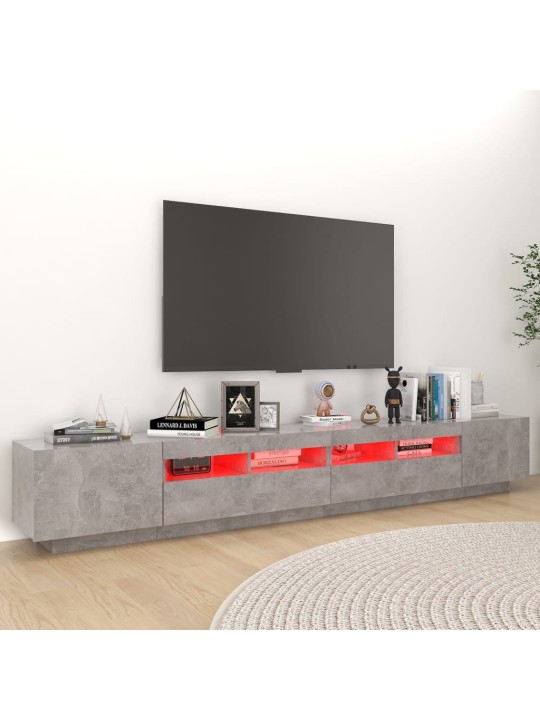 TV skříňka s LED osvětlením betonově šedá 260 x 35 x 40 cm