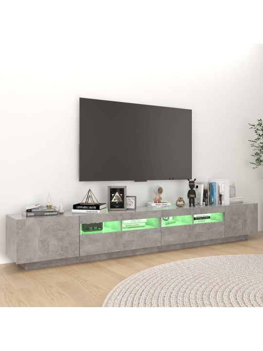 TV skříňka s LED osvětlením betonově šedá 260 x 35 x 40 cm