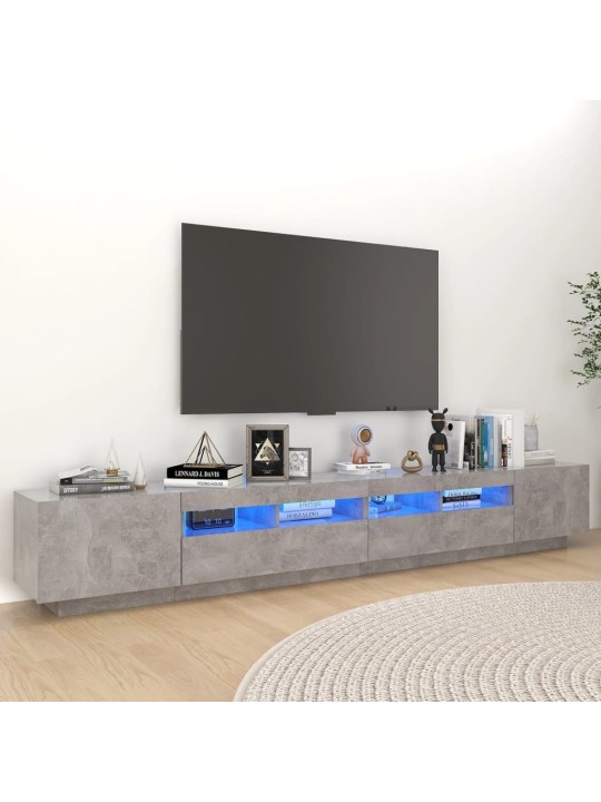 TV skříňka s LED osvětlením betonově šedá 260 x 35 x 40 cm