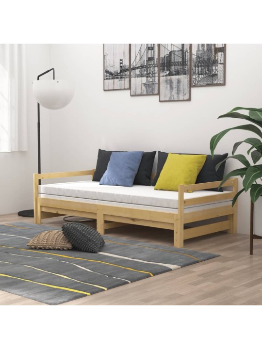 Výsuvná válenda masivní borové dřevo 2× (90 x 200 cm)