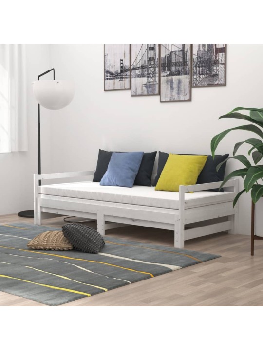 Výsuvná válenda bílá masivní borovice 2 x (90 x 200) cm