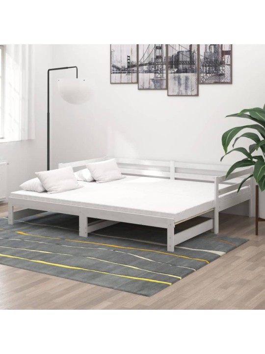 Výsuvná válenda bílá masivní borovice 2 x (90 x 200) cm