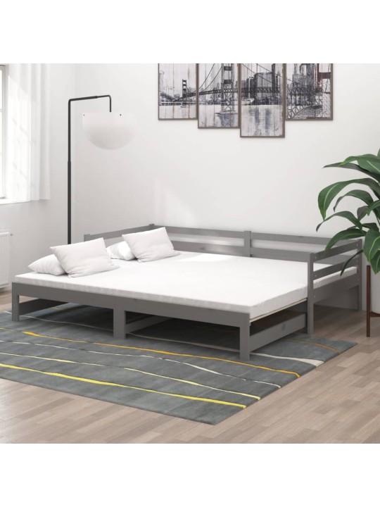 Výsuvná válenda šedá masivní borovice 2 x (90 x 200) cm