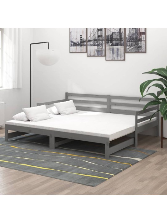 Výsuvná válenda šedá masivní borovice 2 x (90 x 200) cm