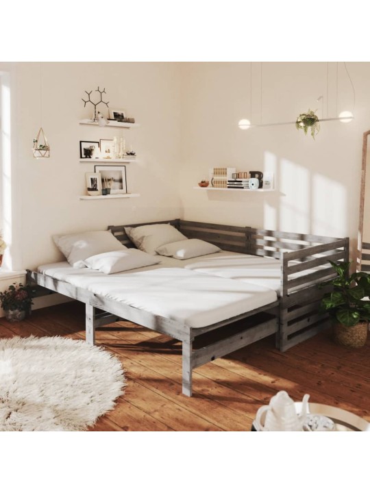 Výsuvná válenda šedá masivní borovice 2 x (90 x 200) cm