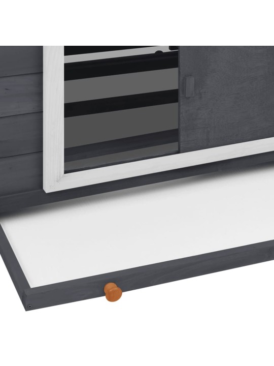Kurník šedý a bílý 150 x 96 x 110 cm masivní jedlové dřevo