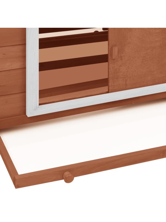 Kurník moka a bílý 150 x 96 x 110 cm masivní jedlové dřevo