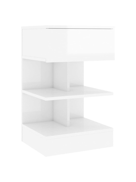 Noční stolek bílý s vysokým leskem 40x35x65 cm kompozitní dřevo