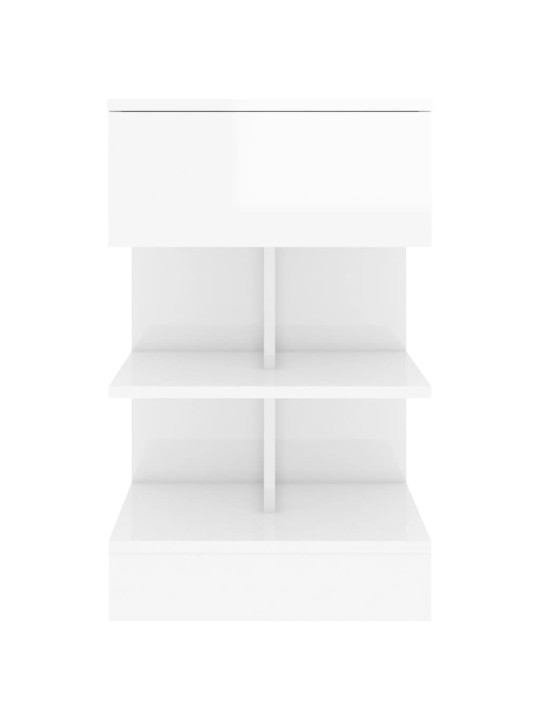 Noční stolek bílý s vysokým leskem 40x35x65 cm kompozitní dřevo
