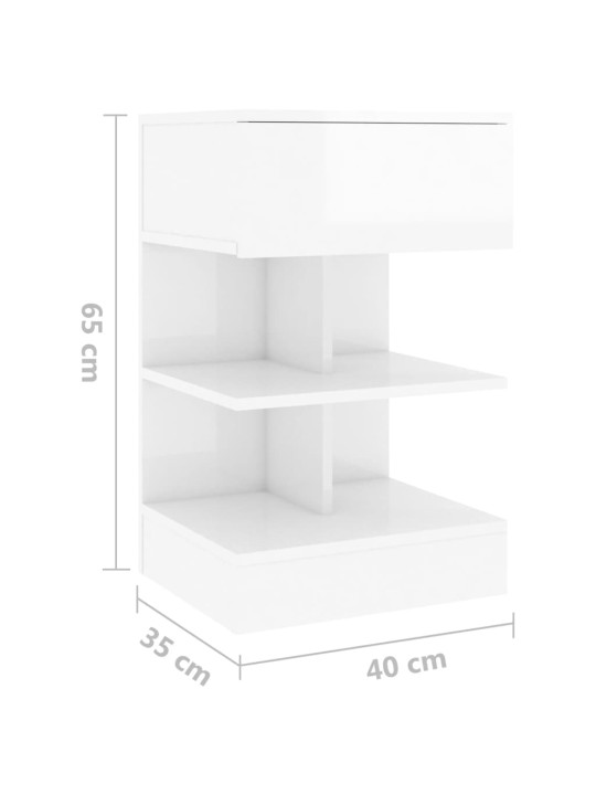 Noční stolky 2 ks bílé s vysokým leskem 40 x 35 x 65 cm