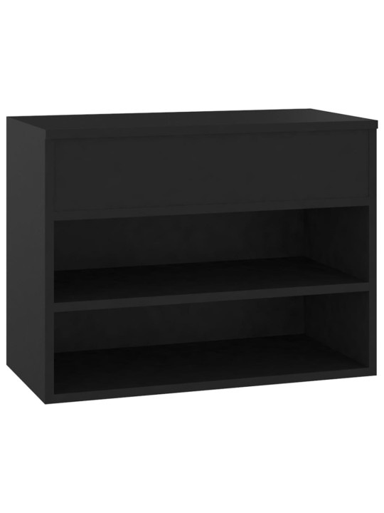 Lavice s botníkem černá 60 x 30 x 45 cm kompozitní dřevo