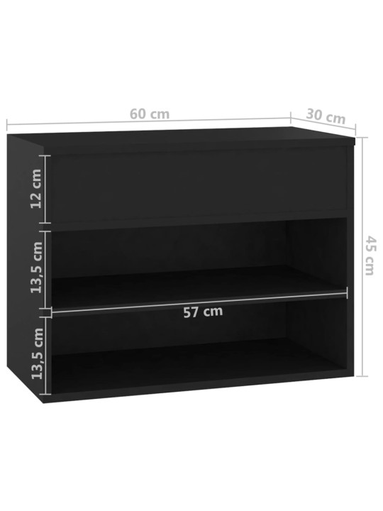 Lavice s botníkem černá 60 x 30 x 45 cm kompozitní dřevo