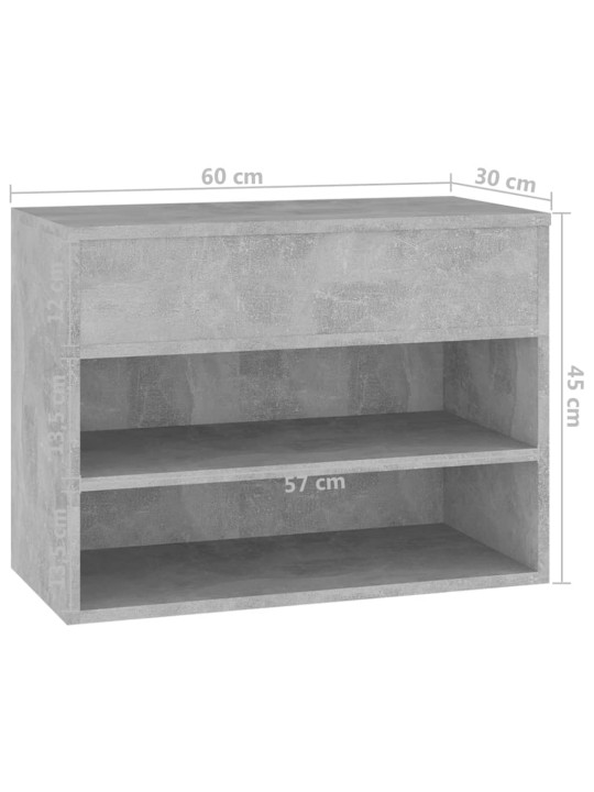 Lavice s botníkem betonově šedá 60x30x45 cm kompozitní dřevo