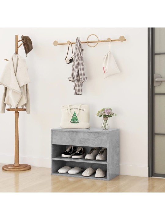 Lavice s botníkem betonově šedá 60x30x45 cm kompozitní dřevo