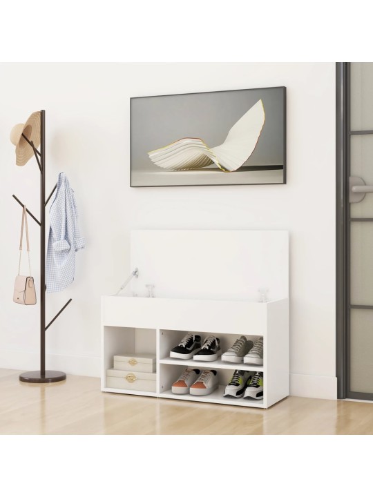 Lavice s botníkem bílá 80 x 30 x 45 cm kompozitní dřevo