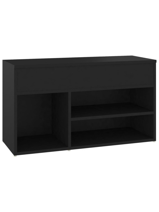 Lavice s botníkem černá 80 x 30 x 45 cm kompozitní dřevo
