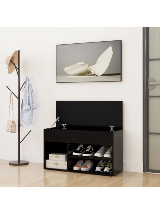 Lavice s botníkem černá 80 x 30 x 45 cm kompozitní dřevo