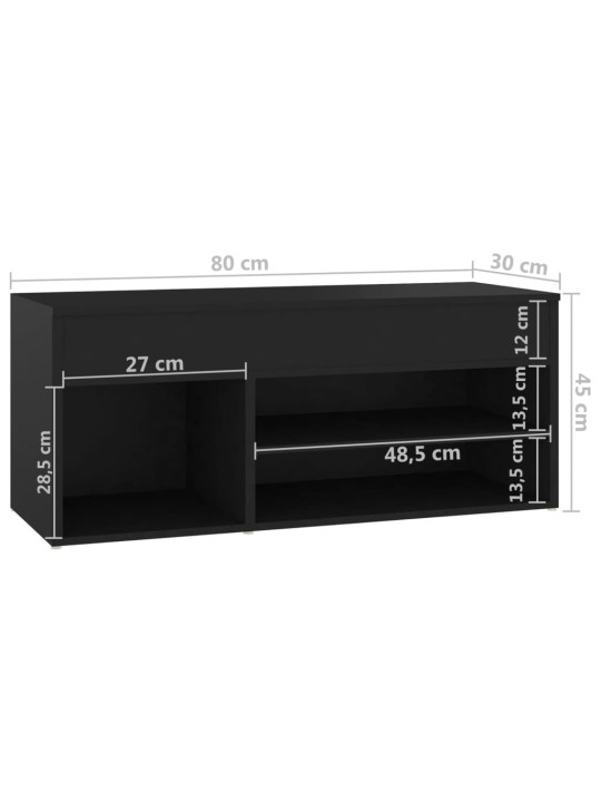 Lavice s botníkem černá 80 x 30 x 45 cm kompozitní dřevo