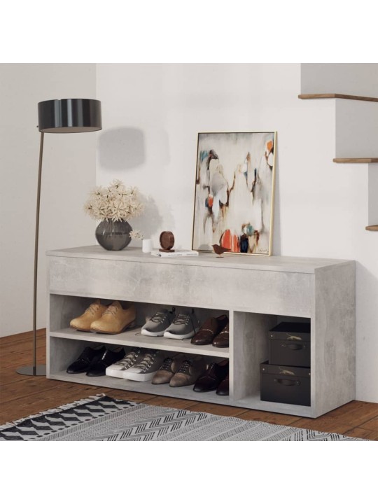 Lavice s botníkem betonově šedá 105x30x45 cm kompozitní dřevo