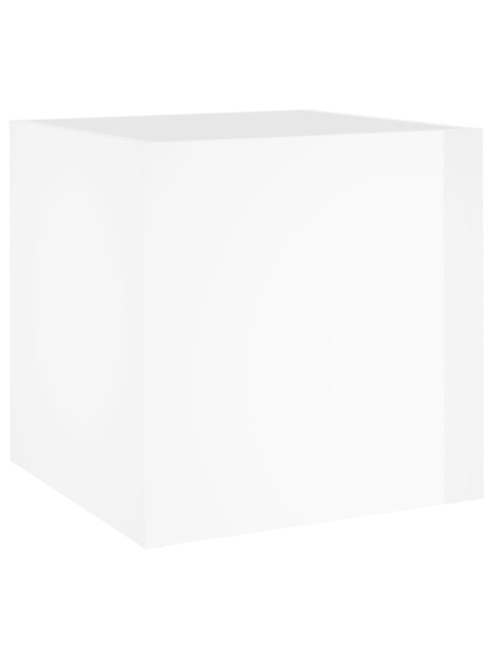 Truhlík bílý s vysokým leskem 40 x 40 x 40 cm kompozitní dřevo