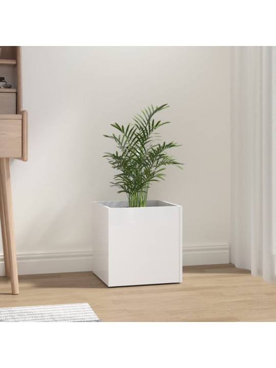 Truhlík bílý s vysokým leskem 40 x 40 x 40 cm kompozitní dřevo