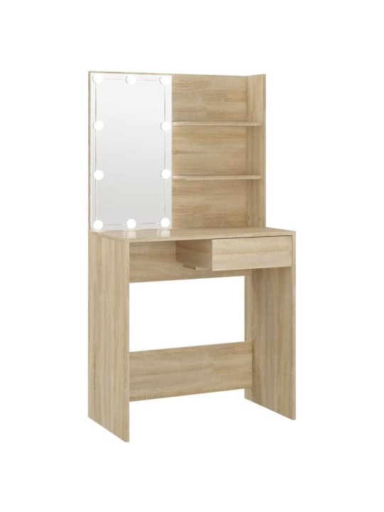 Toaletní stolek s LED dub sonoma 74,5x40x141 cm kompozit