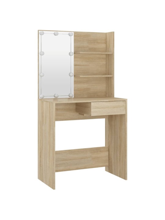 Toaletní stolek s LED dub sonoma 74,5x40x141 cm kompozit