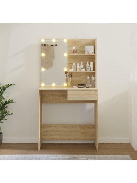 Toaletní stolek s LED dub sonoma 74,5x40x141 cm kompozit