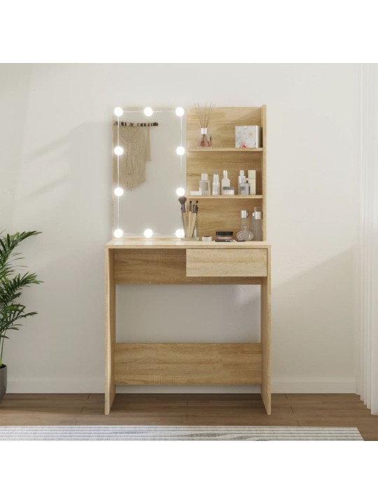 Toaletní stolek s LED dub sonoma 74,5x40x141 cm kompozit