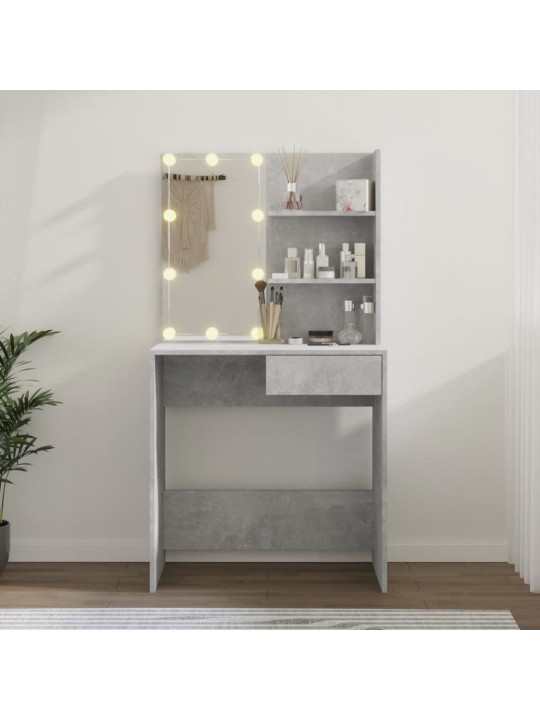 Toaletní stolek s LED betonově šedý 74,5 x 40 x 141 cm