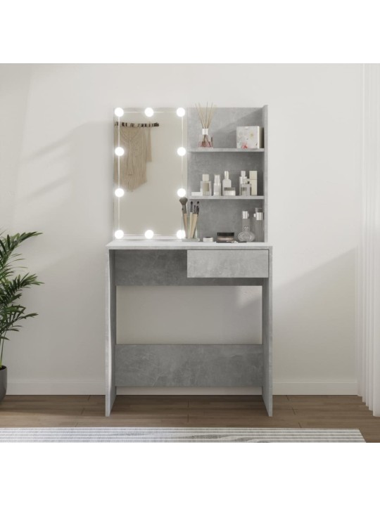 Toaletní stolek s LED betonově šedý 74,5 x 40 x 141 cm