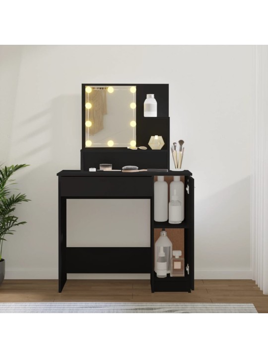 Toaletní stolek s LED černý 86,5 x 35 x 136 cm