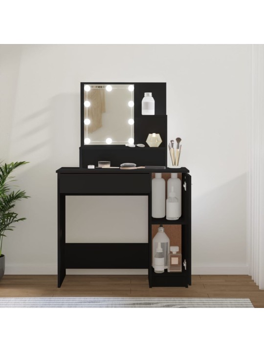 Toaletní stolek s LED černý 86,5 x 35 x 136 cm