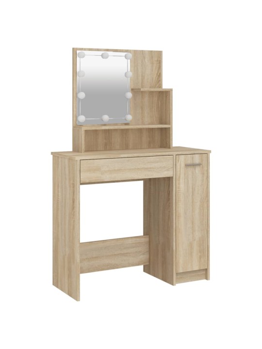 Toaletní stolek s LED dub sonoma 86,5 x 35 x 136 cm