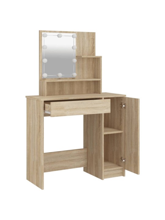 Toaletní stolek s LED dub sonoma 86,5 x 35 x 136 cm