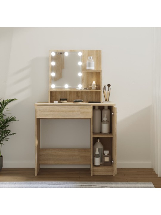 Toaletní stolek s LED dub sonoma 86,5 x 35 x 136 cm