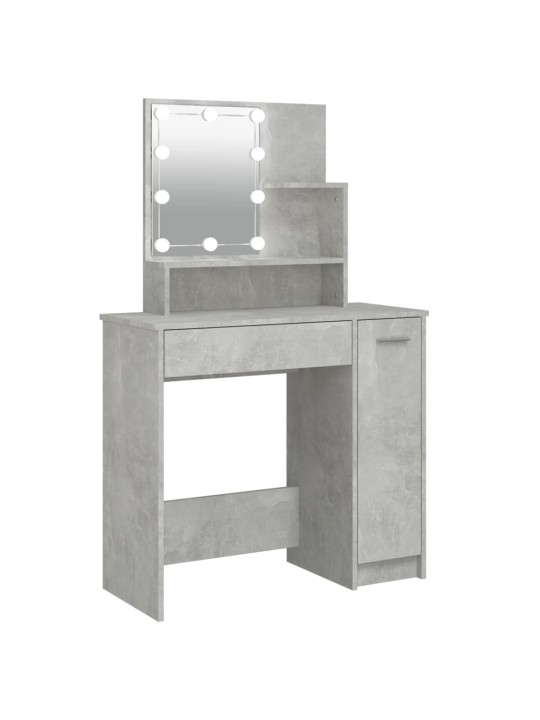 Toaletní stolek s LED betonově šedý 86,5 x 35 x 136 cm
