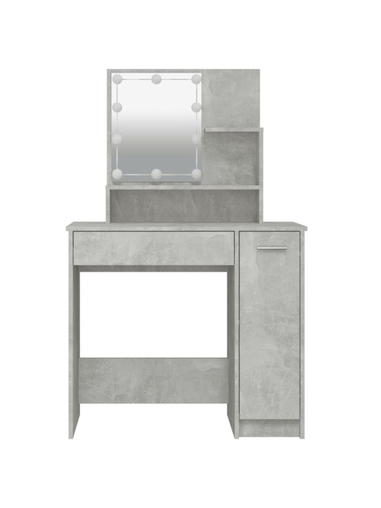 Toaletní stolek s LED betonově šedý 86,5 x 35 x 136 cm