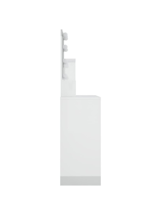 Toaletní stolek s LED lesklý bílý 86,5 x 35 x 136 cm